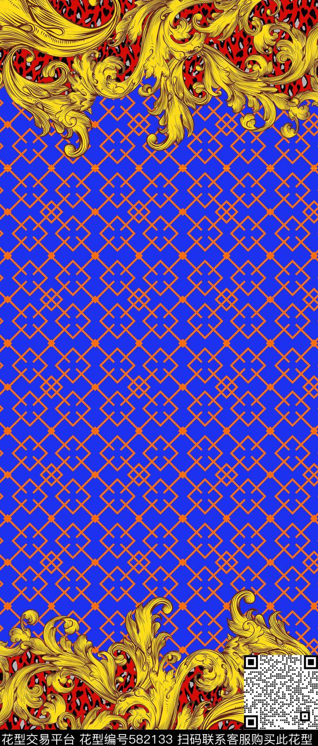 传统印花纹样图案双边定位印花传统印花华亿平台下载（图片编号: 582133） - 瓦栏（Walan）