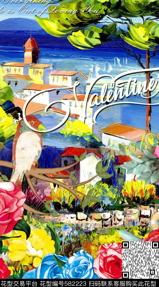 花卉时尚大牌大牌配色服装数码印花华亿平台下载（图片编号: 582223） - 瓦栏（Walan）