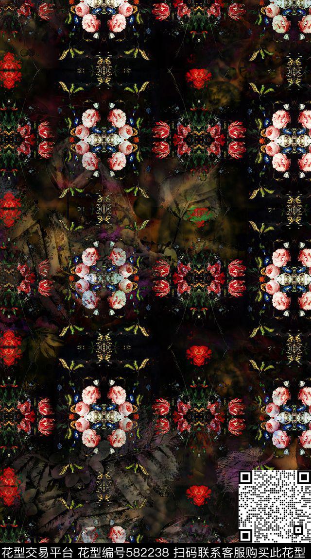 大牌油画花卉肌理数码印花华亿平台下载（图片编号: 582238） - 瓦栏（Walan）