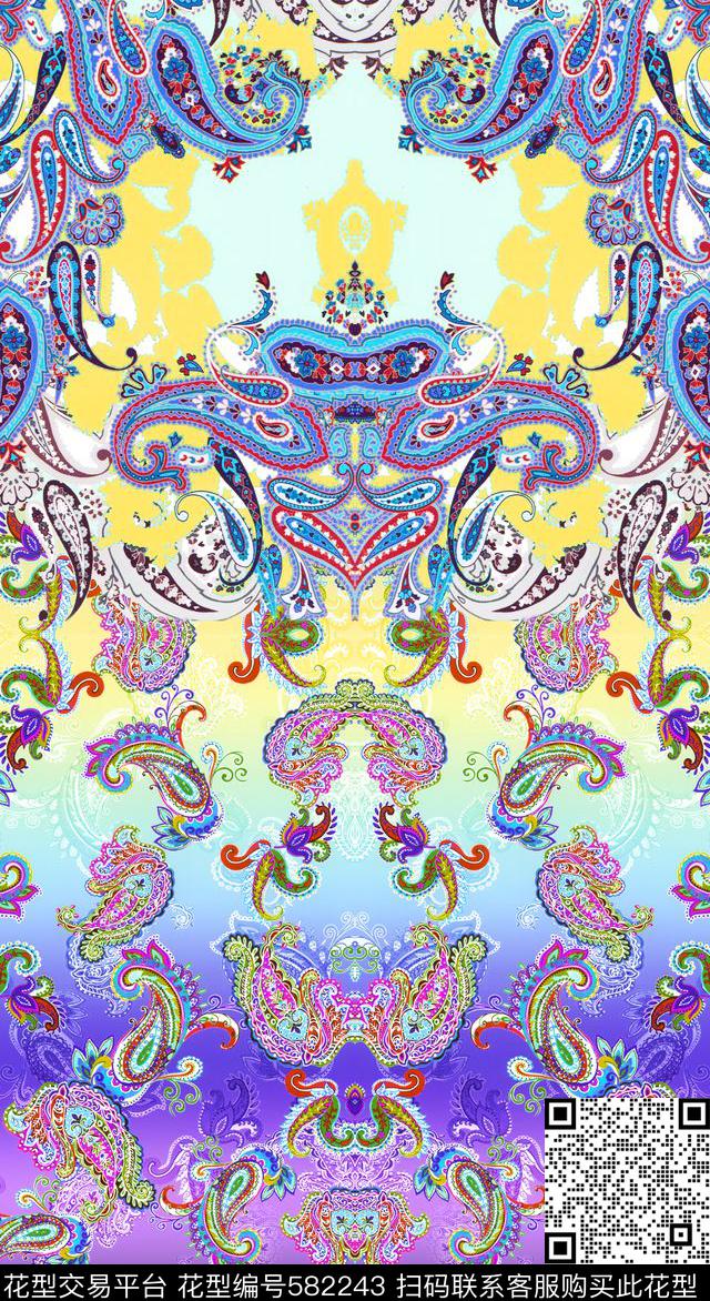 民族风佩斯利腰果数码印花华亿平台下载（图片编号: 582243） - 瓦栏（Walan）