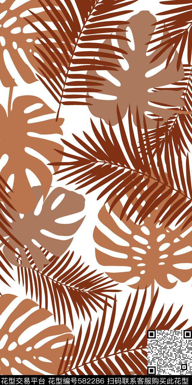 传统大牌热带植物棕榈叶传统印花华亿平台下载（图片编号: 582286） - 瓦栏（Walan）