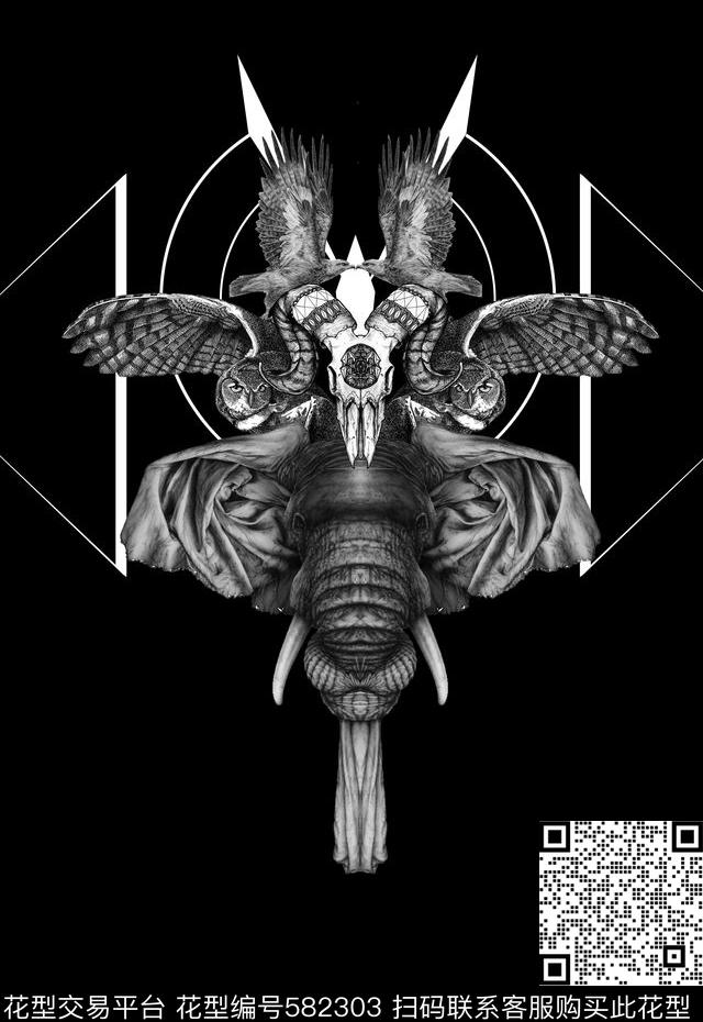 手绘花卉动物男装定位数码印花数码印花华亿平台下载（图片编号: 582303） - 瓦栏（Walan）