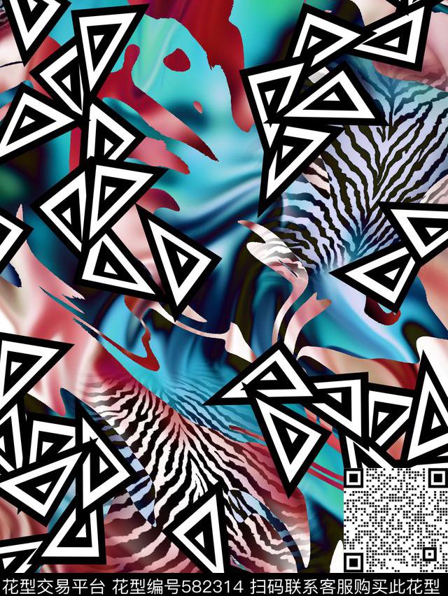 大气中国风几何动感动物数码印花华亿平台下载（图片编号: 582314） - 瓦栏（Walan）