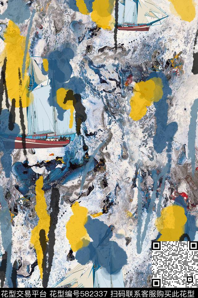 手绘肌理水彩数码印花华亿平台下载（图片编号: 582337） - 瓦栏（Walan）