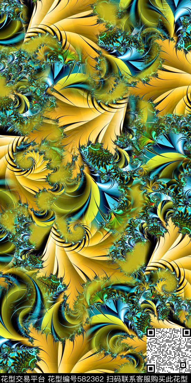 抽象炫彩时尚数码印花华亿平台下载（图片编号: 582362） - 瓦栏（Walan）