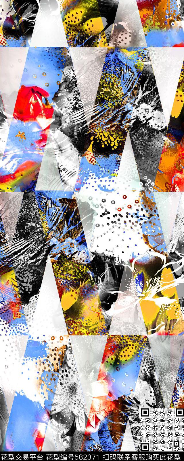 时尚炫彩几何数码印花华亿平台下载（图片编号: 582371） - 瓦栏（Walan）