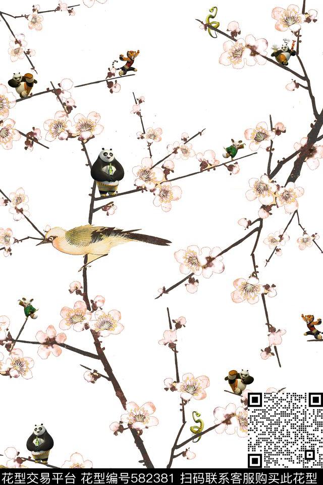 女装四方连续花鸟植物数码印花华亿平台下载（图片编号: 582381） - 瓦栏（Walan）