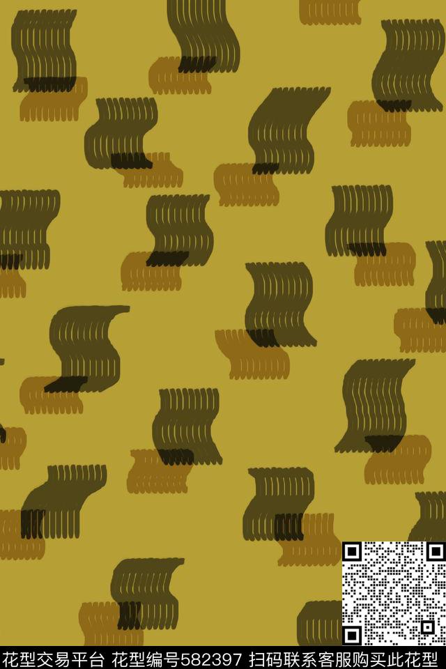 几何抽象波纹传统印花华亿平台下载（图片编号: 582397） - 瓦栏（Walan）