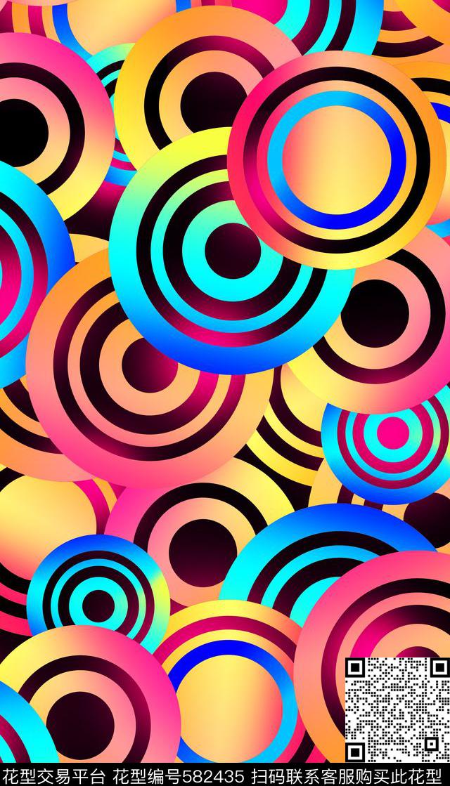 几何、圆圈、渐变数码印花华亿平台下载（图片编号: 582435） - 瓦栏（Walan）