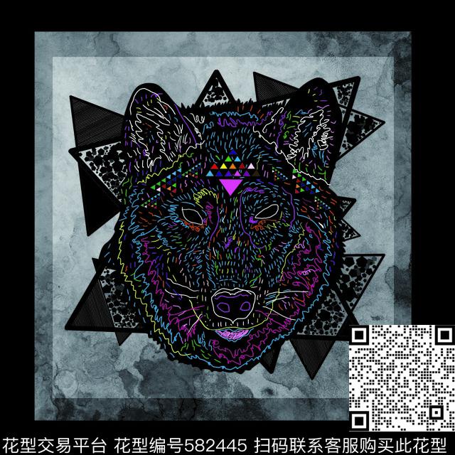 欧美线条动物传统印花华亿平台下载（图片编号: 582445） - 瓦栏（Walan）