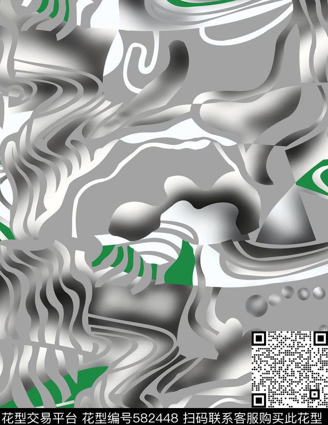 不规则几何解构手绘数码印花华亿平台下载（图片编号: 582448） - 瓦栏（Walan）