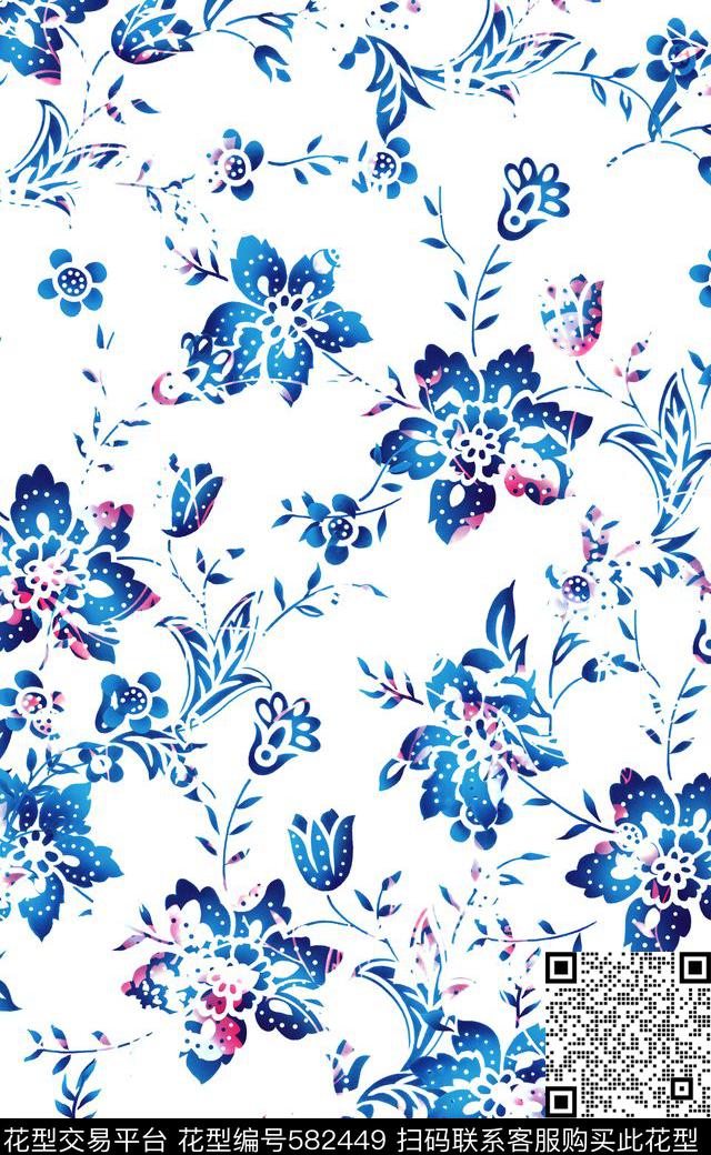 矢量花卉高清大图女装传统印花华亿平台下载（图片编号: 582449） - 瓦栏（Walan）