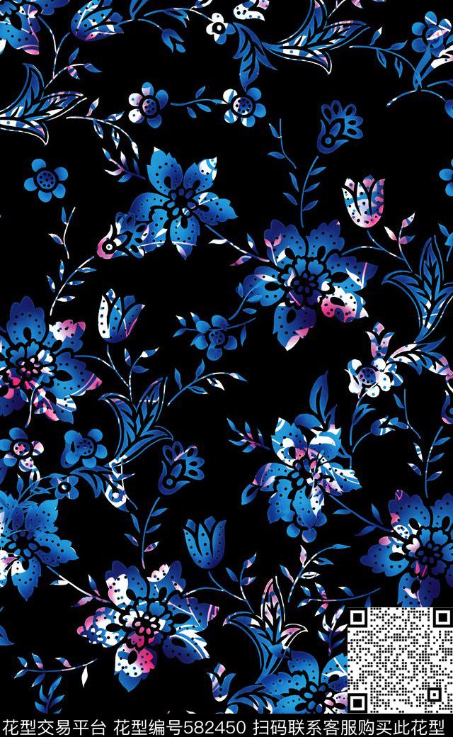矢量花卉高清大图女装传统印花华亿平台下载（图片编号: 582450） - 瓦栏（Walan）