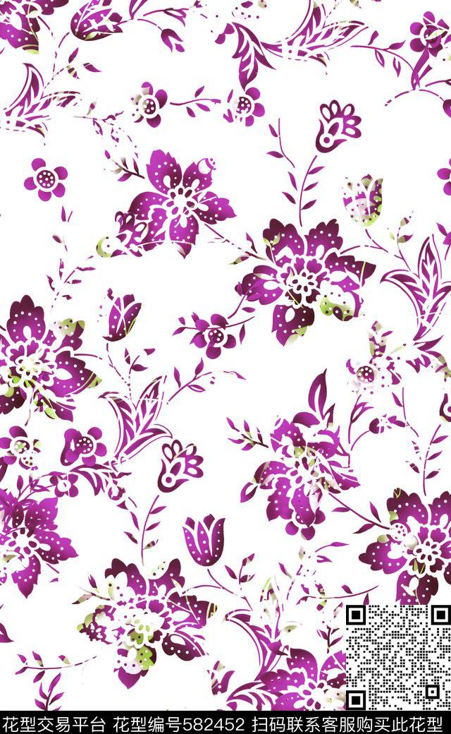 矢量花卉高清大图女装传统印花华亿平台下载（图片编号: 582452） - 瓦栏（Walan）