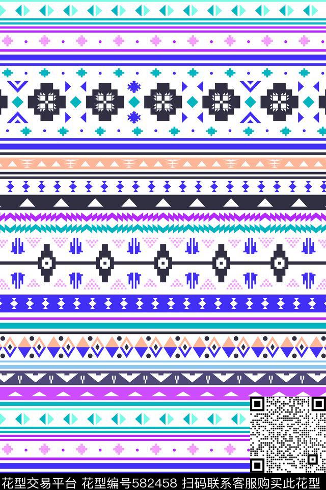 民族风印第安部落数码印花华亿平台下载（图片编号: 582458） - 瓦栏（Walan）