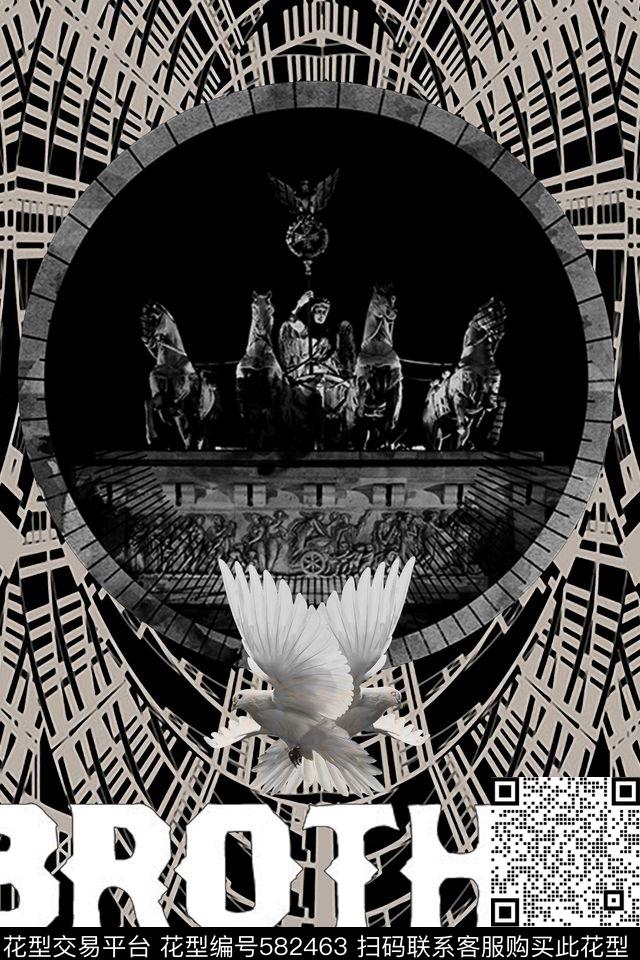 暗黑风格复古雕塑定位男装数码印花华亿平台下载（图片编号: 582463） - 瓦栏（Walan）