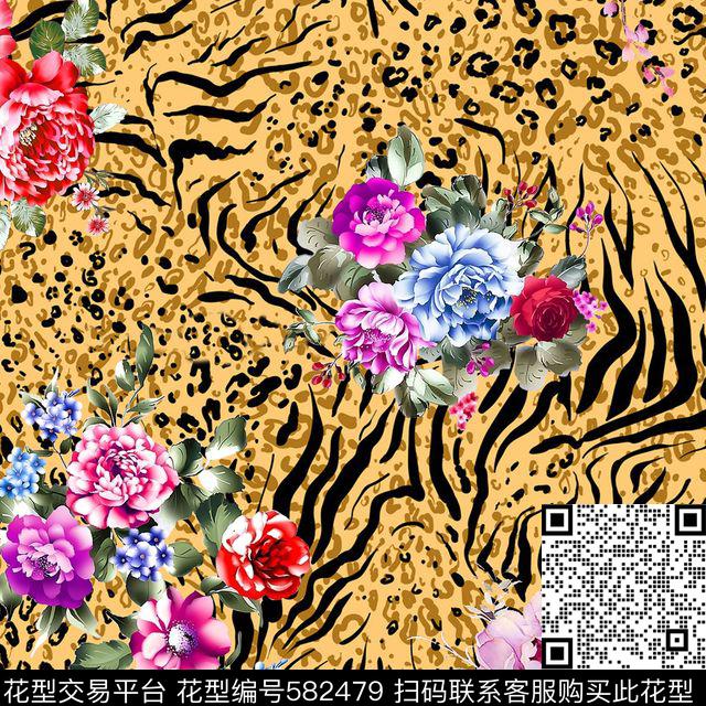 动物纹纹路花卉数码印花华亿平台下载（图片编号: 582479） - 瓦栏（Walan）