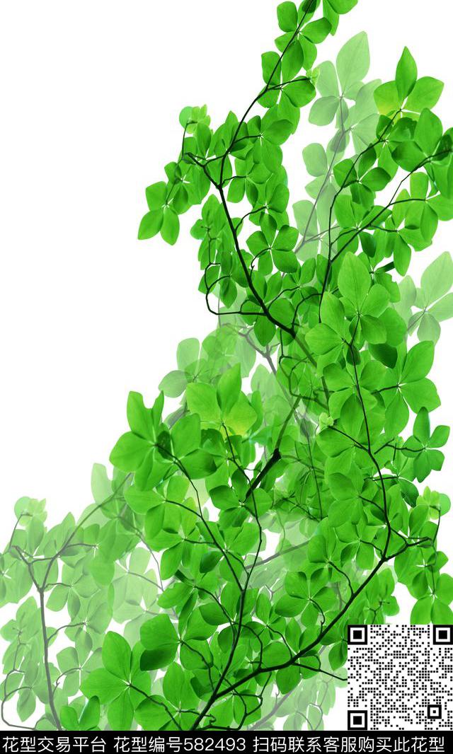 热带树叶清新数码印花华亿平台下载（图片编号: 582493） - 瓦栏（Walan）