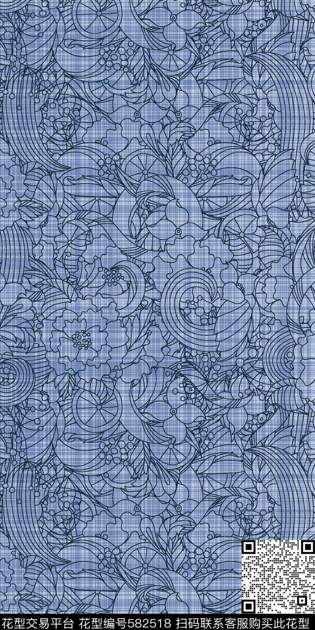 抽象男装图案艺术纹理男装格子数码印花华亿平台下载（图片编号: 582518） - 瓦栏（Walan）