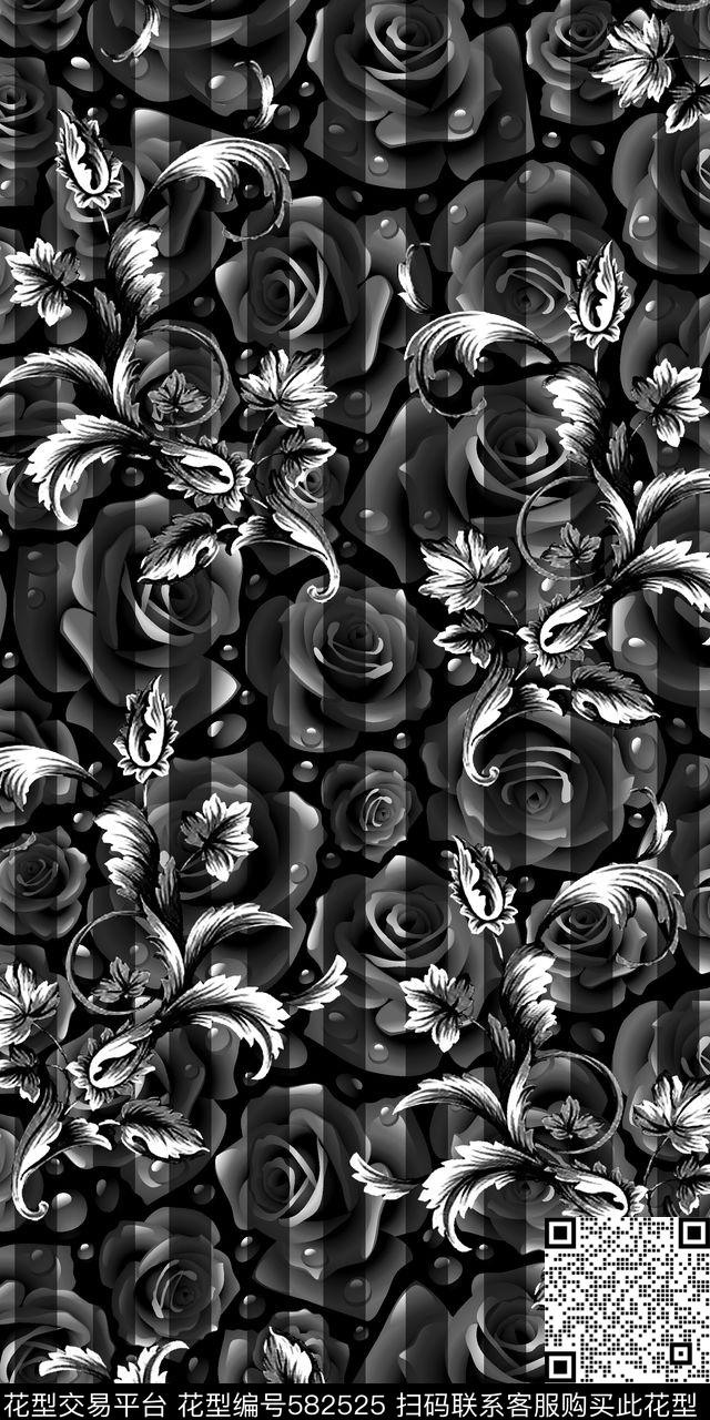 花卉玫瑰经典男装数码印花华亿平台下载（图片编号: 582525） - 瓦栏（Walan）