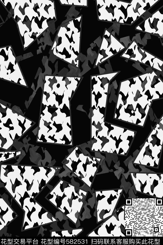 迷彩不规则几何几何数码印花华亿平台下载（图片编号: 582531） - 瓦栏（Walan）