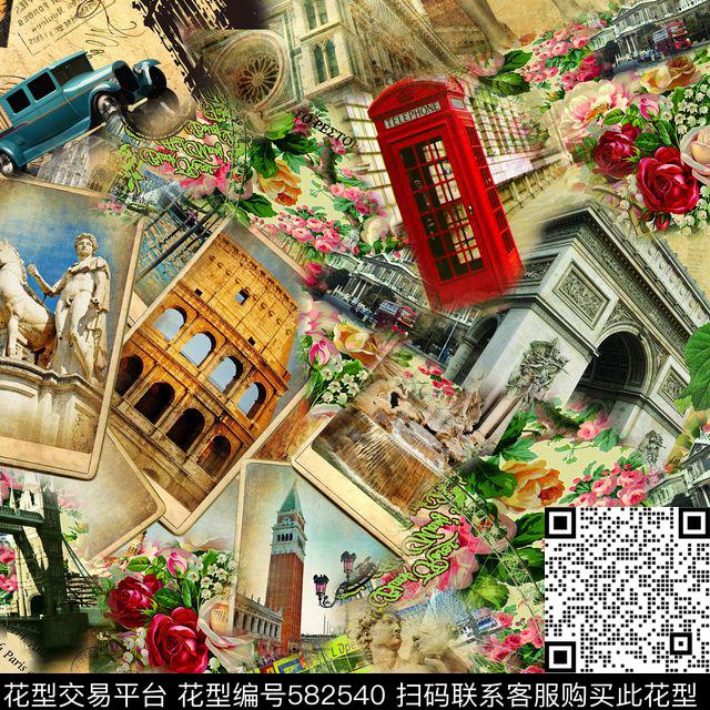 休闲风建筑雕塑数码印花华亿平台下载（图片编号: 582540） - 瓦栏（Walan）