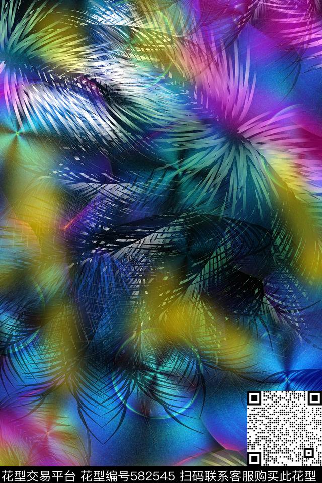 迷幻棕榈热带数码印花华亿平台下载（图片编号: 582545） - 瓦栏（Walan）