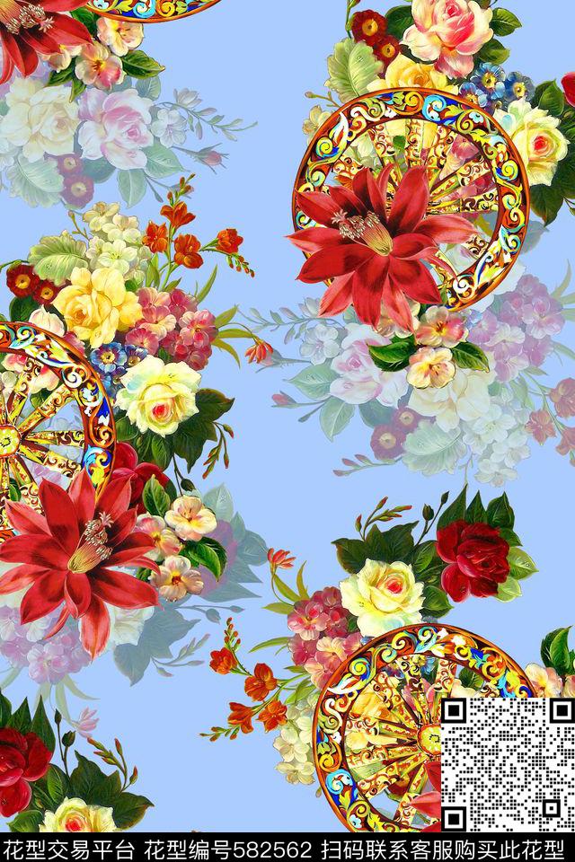 民族风散花纯色底散花数码印花华亿平台下载（图片编号: 582562） - 瓦栏（Walan）