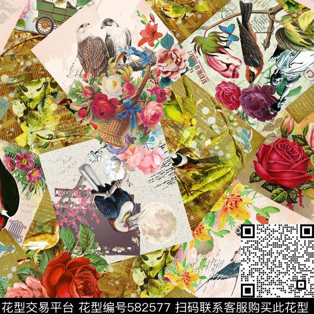 休闲风花鸟数码印花华亿平台下载（图片编号: 582577） - 瓦栏（Walan）