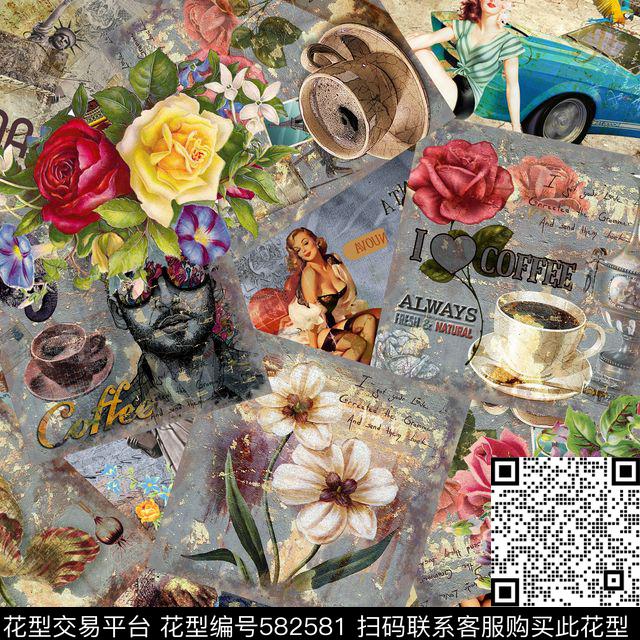 休闲风人物花鸟数码印花华亿平台下载（图片编号: 582581） - 瓦栏（Walan）