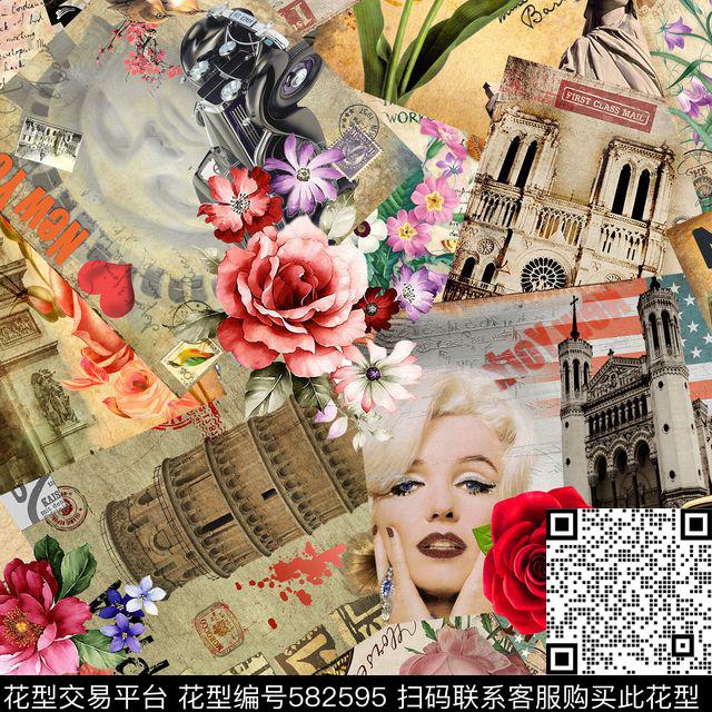 休闲风人物花卉数码印花华亿平台下载（图片编号: 582595） - 瓦栏（Walan）