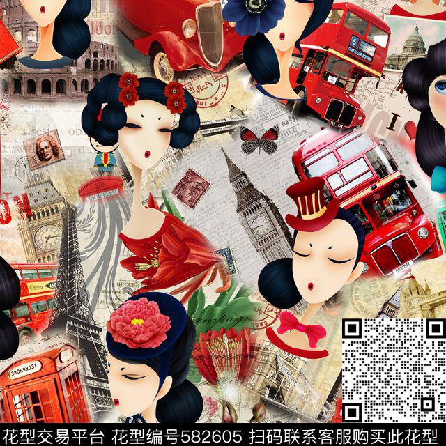 休闲风卡通人物数码印花华亿平台下载（图片编号: 582605） - 瓦栏（Walan）