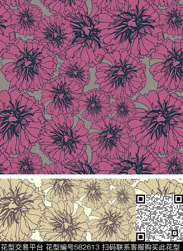 休闲花卉传统印花华亿平台下载（图片编号: 582613） - 瓦栏（Walan）