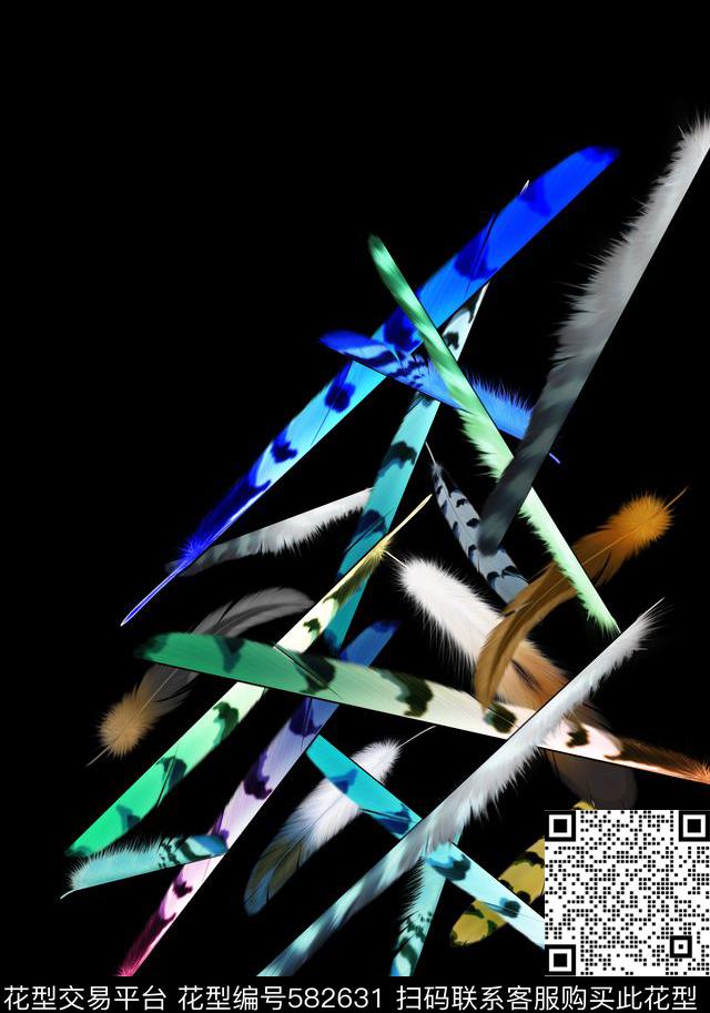 羽毛定位印花数码印花华亿平台下载（图片编号: 582631） - 瓦栏（Walan）