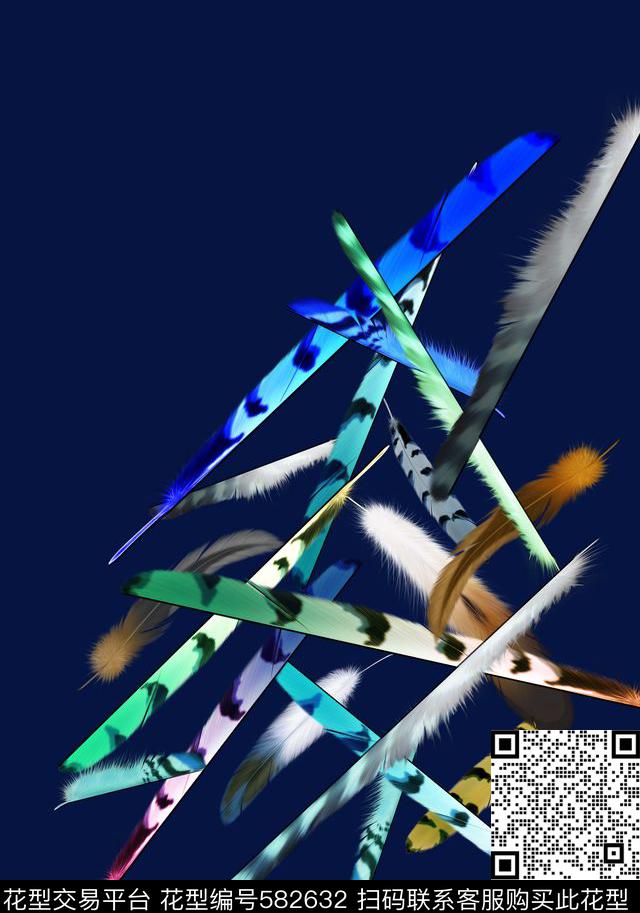 羽毛定位印花数码印花华亿平台下载（图片编号: 582632） - 瓦栏（Walan）