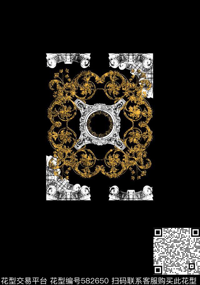 欧洲花纹前幅定位数码印花华亿平台下载（图片编号: 582650） - 瓦栏（Walan）