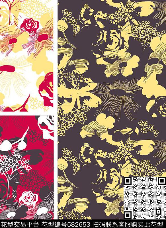 休闲花卉传统印花华亿平台下载（图片编号: 582653） - 瓦栏（Walan）