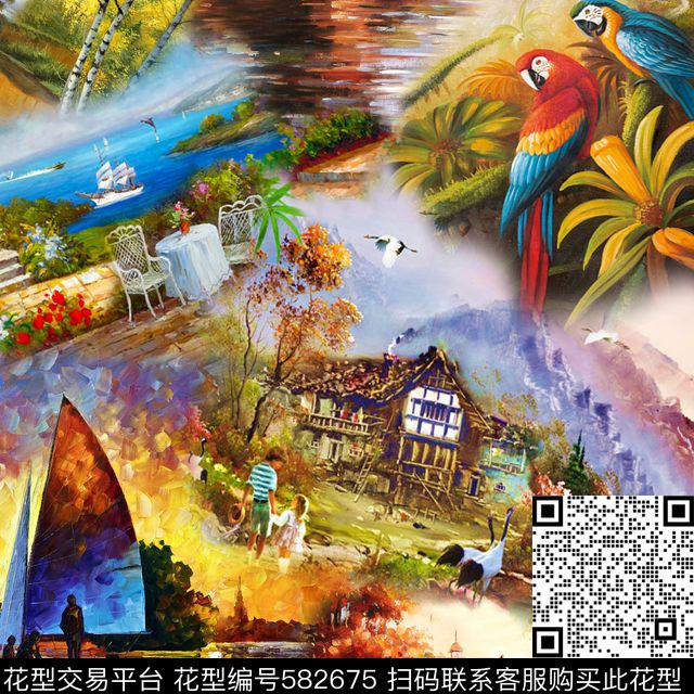 复古油画数码印花华亿平台下载（图片编号: 582675） - 瓦栏（Walan）