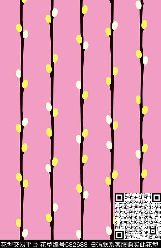 简约树枝粉色传统印花华亿平台下载（图片编号: 582688） - 瓦栏（Walan）