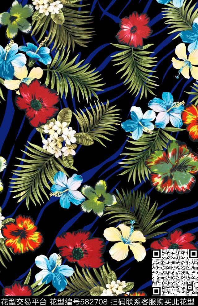 花卉花草叶数码印花华亿平台下载（图片编号: 582708） - 瓦栏（Walan）