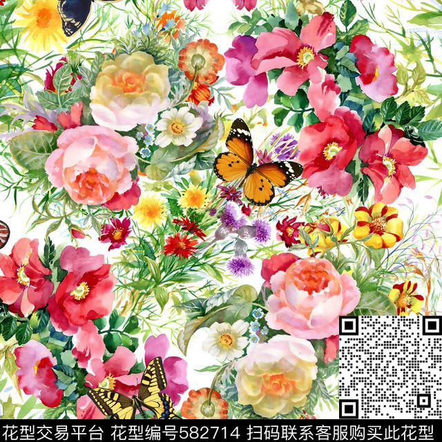 花卉花草叶数码印花华亿平台下载（图片编号: 582714） - 瓦栏（Walan）