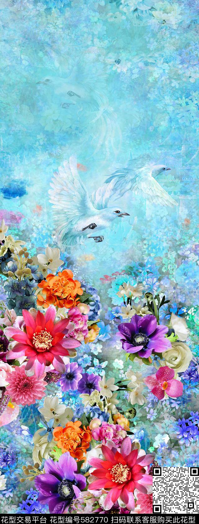 定位花卉清新数码印花华亿平台下载（图片编号: 582770） - 瓦栏（Walan）