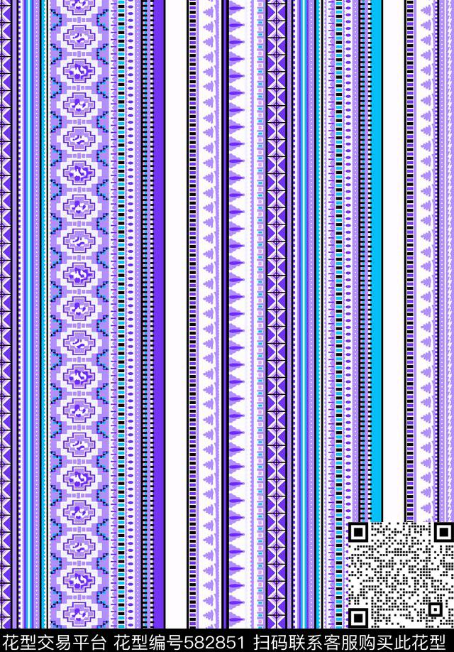 几何线条民族风分色传统印花华亿平台下载（图片编号: 582851） - 瓦栏（Walan）