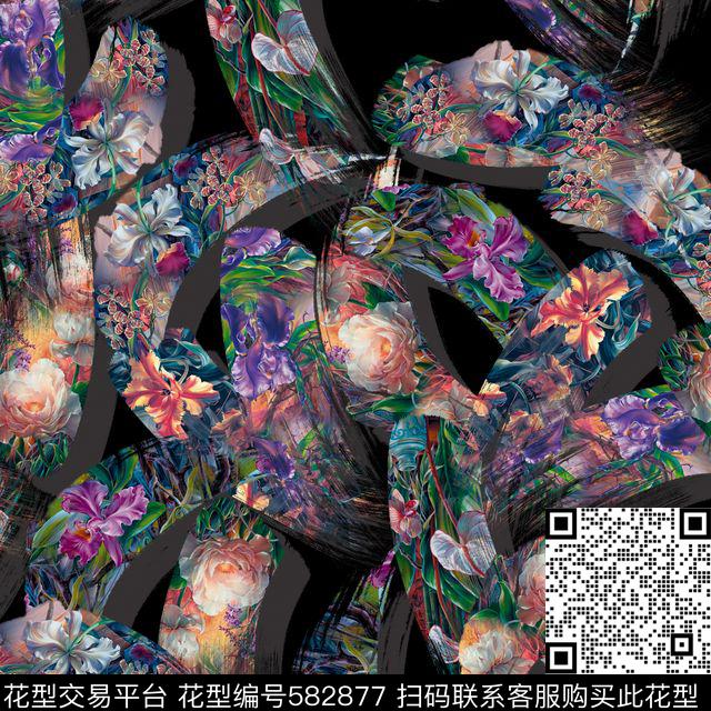 热带花卉植物数码印花华亿平台下载（图片编号: 582877） - 瓦栏（Walan）