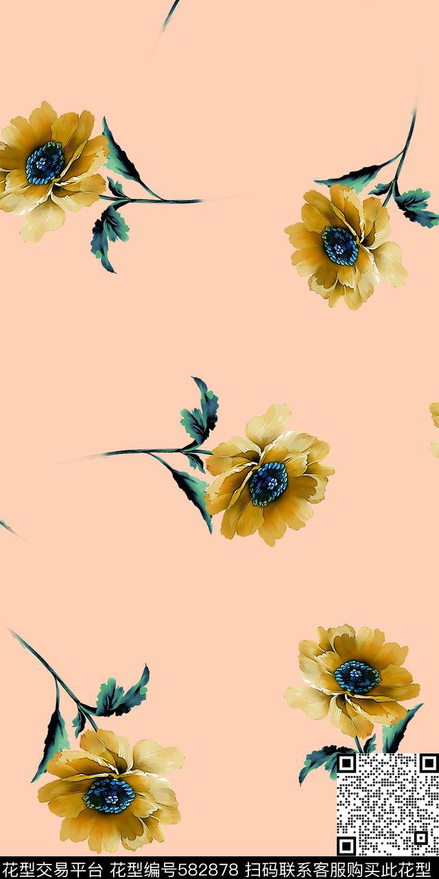 清新小花田园数码印花华亿平台下载（图片编号: 582878） - 瓦栏（Walan）