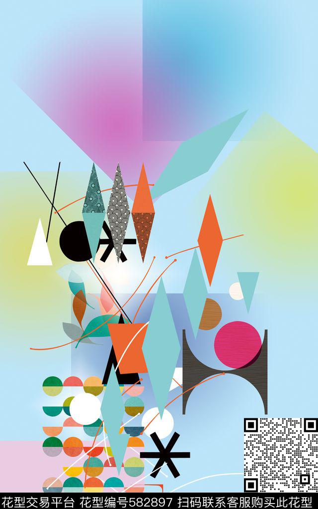 几何拼接图案传统印花华亿平台下载（图片编号: 582897） - 瓦栏（Walan）