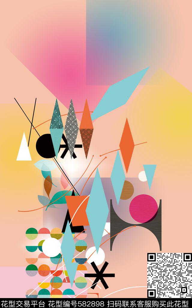 几何拼接图案传统印花华亿平台下载（图片编号: 582898） - 瓦栏（Walan）