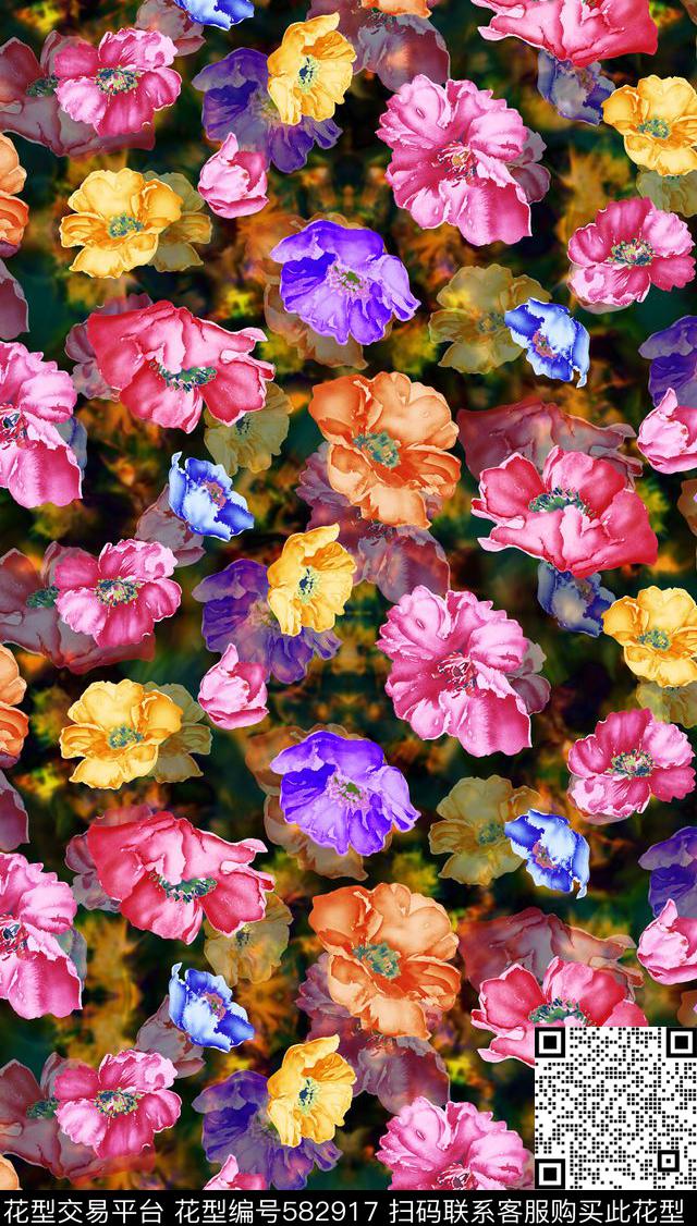 休闲花卉碎花数码印花华亿平台下载（图片编号: 582917） - 瓦栏（Walan）