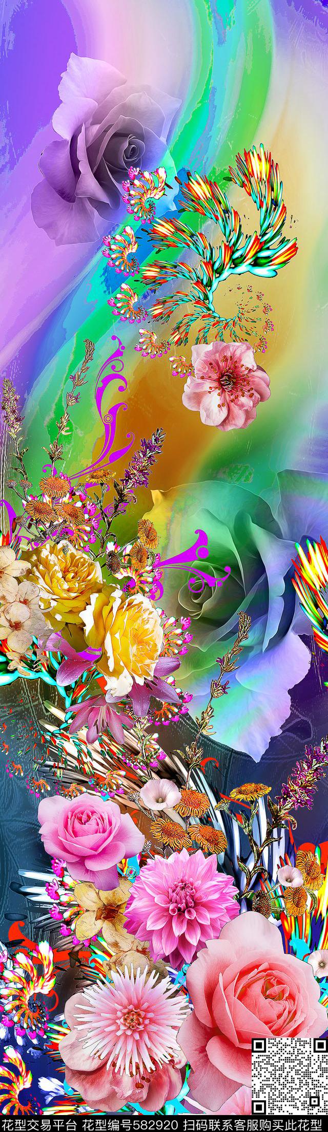 数码大花创意数码印花华亿平台下载（图片编号: 582920） - 瓦栏（Walan）