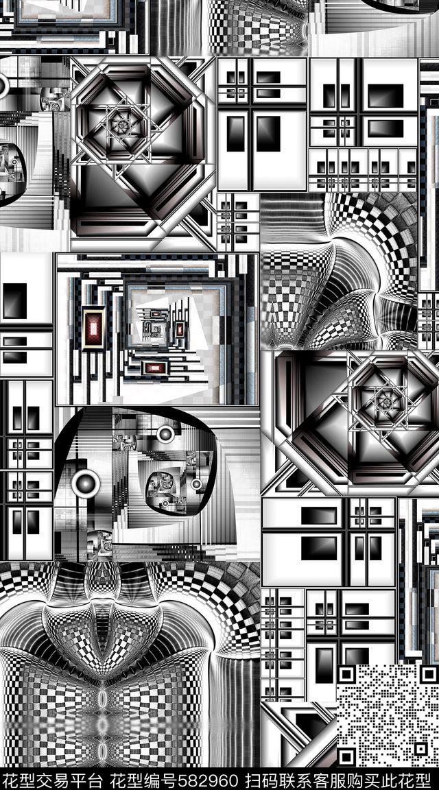 创意几何拼接不规则几何传统印花华亿平台下载（图片编号: 582960） - 瓦栏（Walan）